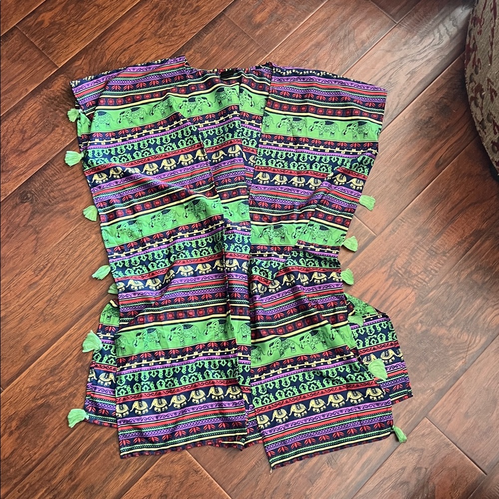 Colorful Patterned Kimono with Tassels